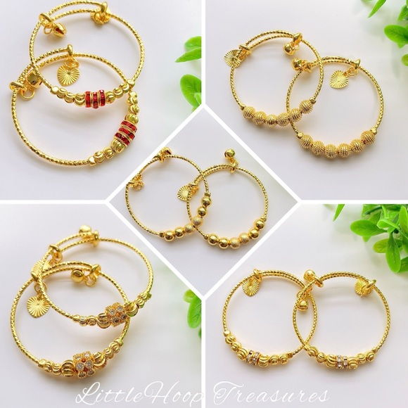 Baby gold bangles, toddler baby bracelet, bracelet for girl, gift for baby - Picture 1 of 7